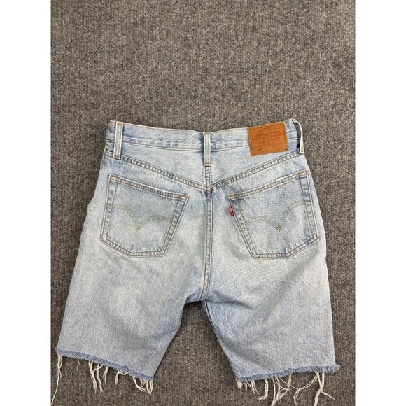 Levi's 501 Denim Shorts Womens 27 Blue Light Wash Button Fly Distressed Cutoff - Picture 8 of 11